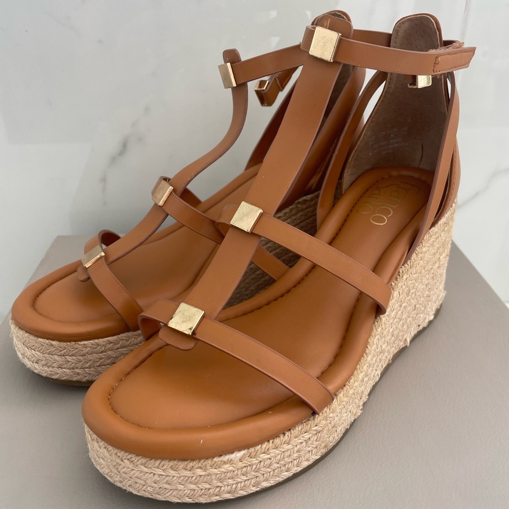 Franco Sarto Gladiator Wedge Espadrilles Size 6M.